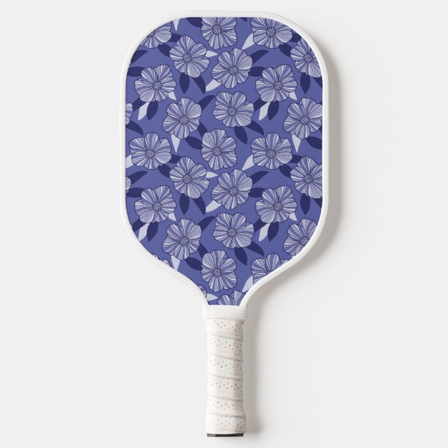 Palas De Pickleball Patrón floral púrpura moderno (Anverso)