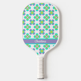 Palas De Pickleball Patrón floral retro Lilac y Green