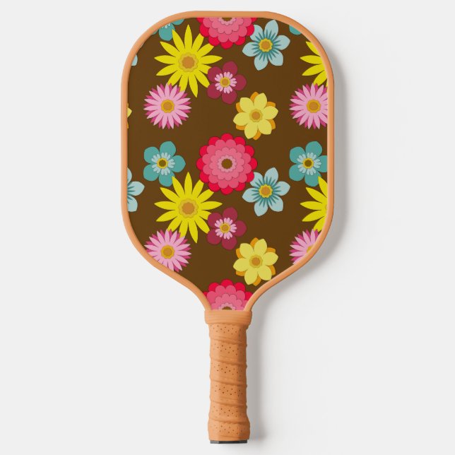 Palas De Pickleball Patrón floral retro Paddle de pelota de baloncesto (Anverso)