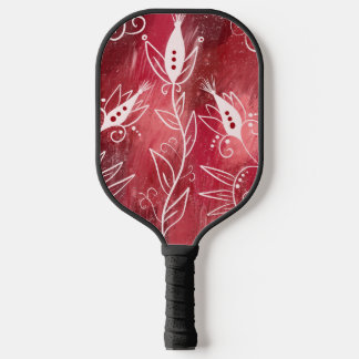Palas De Pickleball Patrón floral rojo y blanco