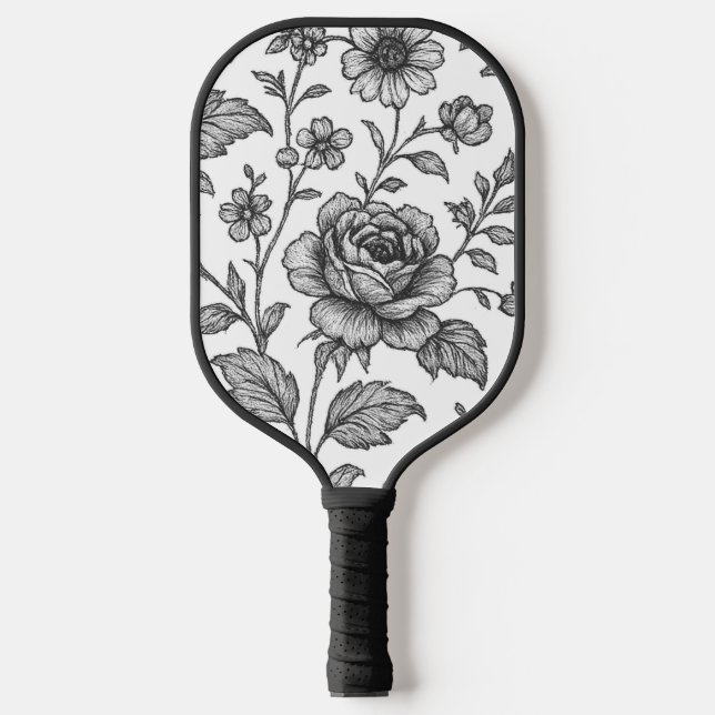 Palas De Pickleball Patrón floral Rosa de época (Anverso)