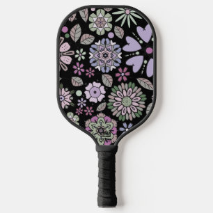Palas De Pickleball Patrón floral rosa púrpura pastel retro sin costur