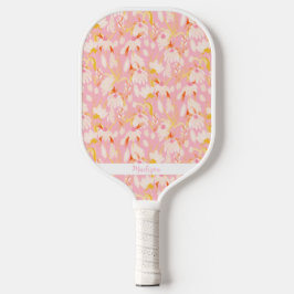 Palas De Pickleball Patrón floral rosado Personalizado Nombre Cute