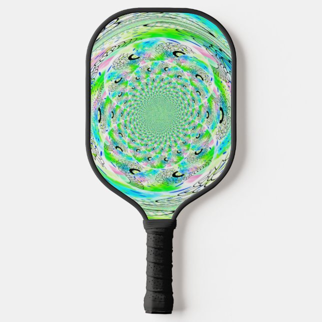 Palas De Pickleball Patrón Fractal Verde Paddle de bolas (Reverso )