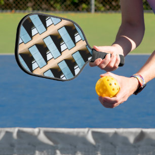 Palas De Pickleball Patrón geométrico beige y azul