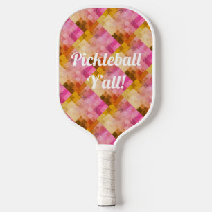 Palas De Pickleball Patrón geométrico de acuarela rosa