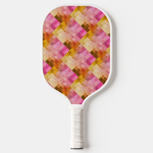 Palas De Pickleball Patrón geométrico de acuarela rosa (Anverso)