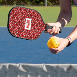 Palas De Pickleball Patrón geométrico de píxeles rojo, negro y blanco