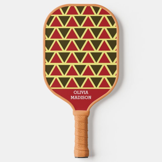Palas De Pickleball Patrón geométrico del triángulo rojo verde persona (Anverso)