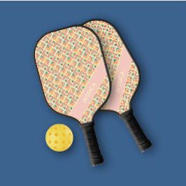 Palas De Pickleball Patrón geométrico multi-color de moda Pink Persona