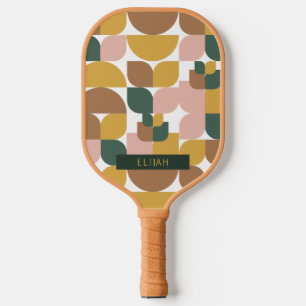Palas De Pickleball Patrón geométrico retro marrón