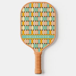 Palas De Pickleball Patrón geométrico retro vintage de los años 70