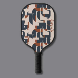 Palas De Pickleball Patrón geométrico retro vintage Monograma moderno