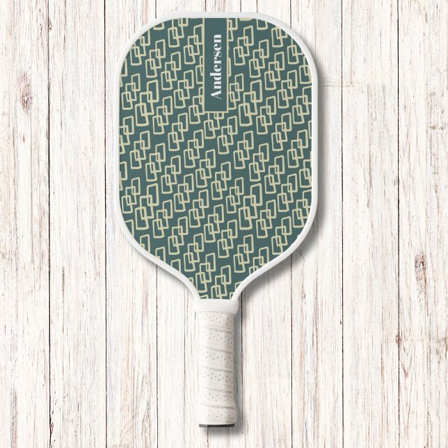 Palas De Pickleball Patrón geométrico verde y amarillo Monograma moder (Subido por el creador)