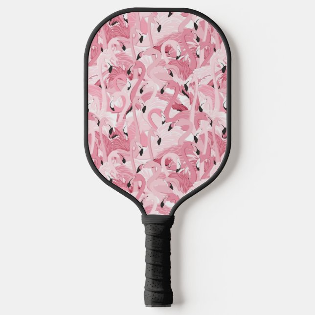 Palas De Pickleball patrón ininterrumpido con flamencos rosados exótic (Anverso)