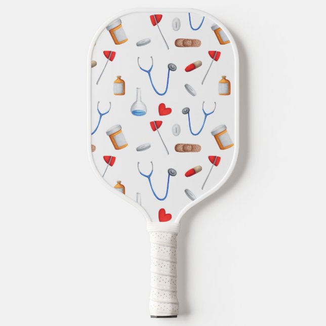Palas De Pickleball Patrón médico blanco (Anverso)