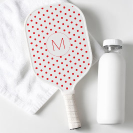 Palas De Pickleball Patrón moderno de lunares rojos Monogra inicial li
