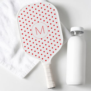 Palas De Pickleball Patrón moderno de lunares rojos Monogra inicial li