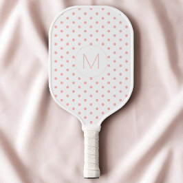 Palas De Pickleball Patrón moderno de lunares rosados con monograma in