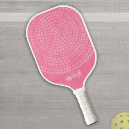 Palas De Pickleball Patrón moderno de punto rosado de Boho - nombre de