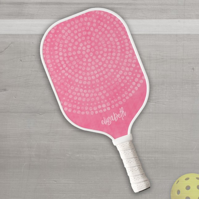 Palas De Pickleball Patrón moderno de punto rosado de Boho - nombre de (Subido por el creador)