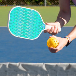 Palas De Pickleball Patrón moderno de zigzag - ondas en turquesa