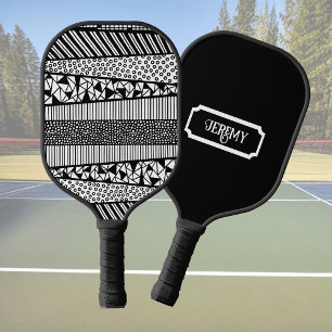 Palas De Pickleball Patrón moderno en blanco y negro, personalizable