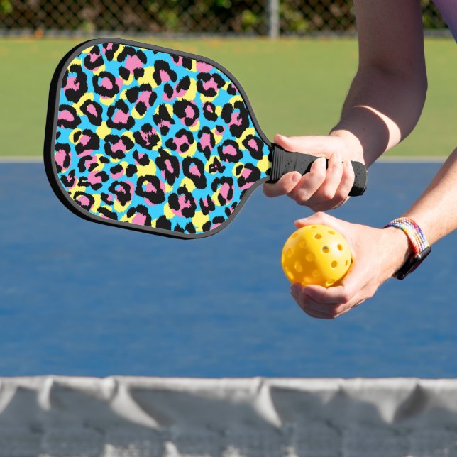 Palas De Pickleball Patrón Neon Leopard Spots (in situ)