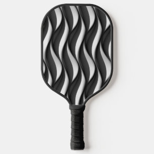 Palas De Pickleball Patrón ondulado en blanco y negro tridimensional