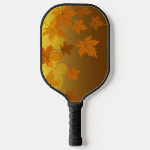 Palas De Pickleball Patrón otoñal con hojas de arce en caída y bokeh