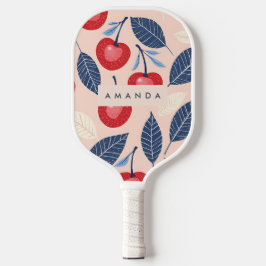 Palas De Pickleball Patrón personalizado de cerezo y hoja monograma