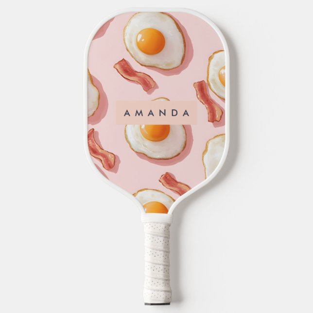 Palas De Pickleball Patrón personalizado de huevo y tocino rosado (Anverso)