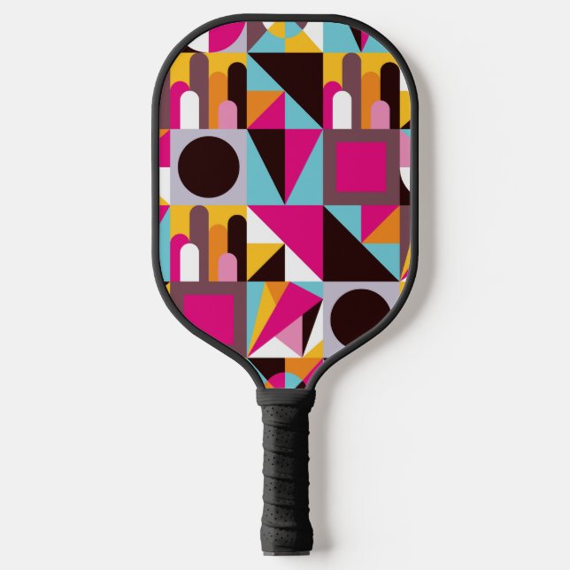 Palas De Pickleball Patrón psicodélico retro geométrico colorido (Anverso)