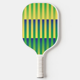 Palas De Pickleball Patrón rayado azul amarillo verde