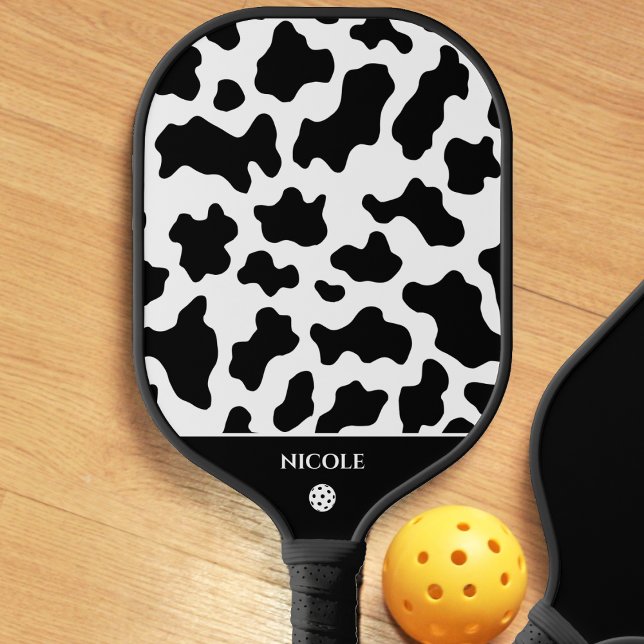 Palas De Pickleball Patrón rayado de impresión de animales de vaca bla (cow print pickleball paddle)