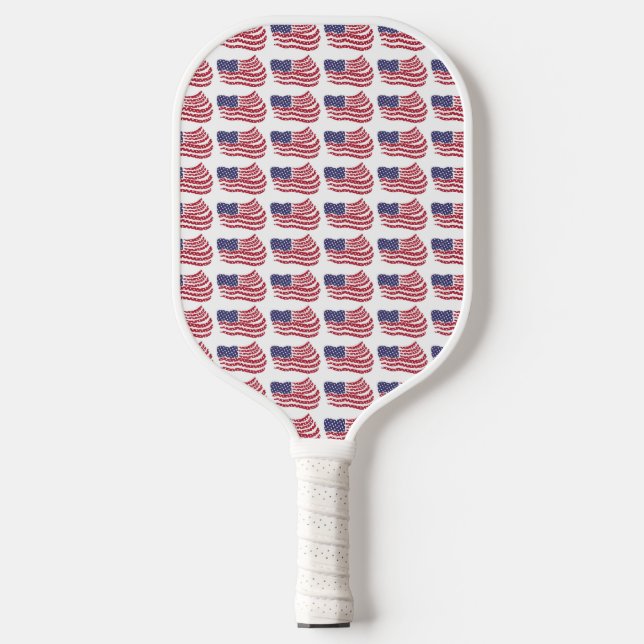 Palas De Pickleball Patrón repetitivo de la bandera azul blanco roja (Anverso)