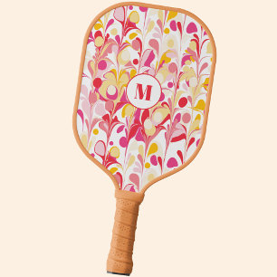 Palas De Pickleball Patrón resumen monograma rosa