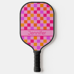 Palas De Pickleball Patrón retro estético colorido rayado rosado calie