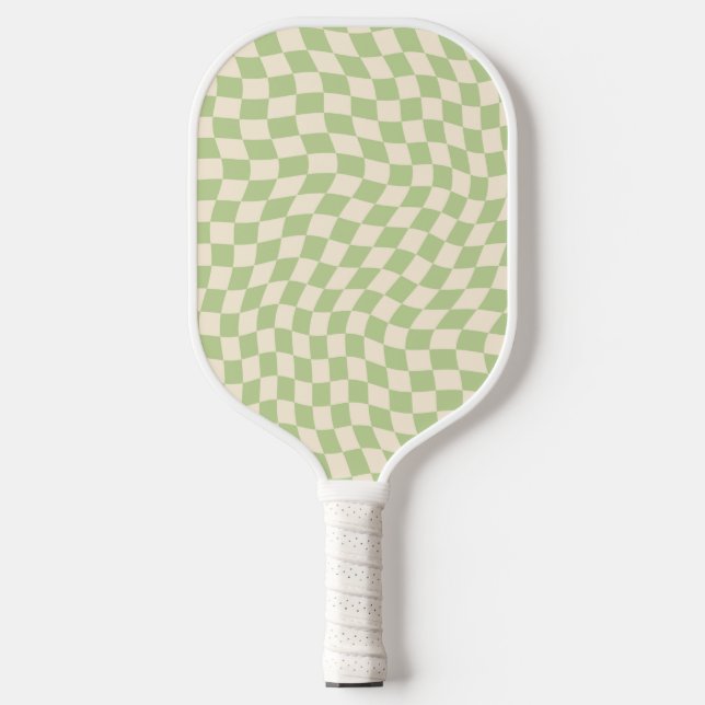 Palas De Pickleball Patrón retro ondulado de contraste verde (Anverso)