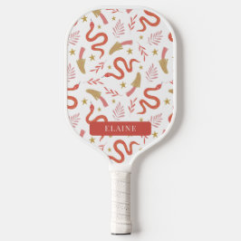 Palas De Pickleball Patrón rojo de serpiente y hongo blanco