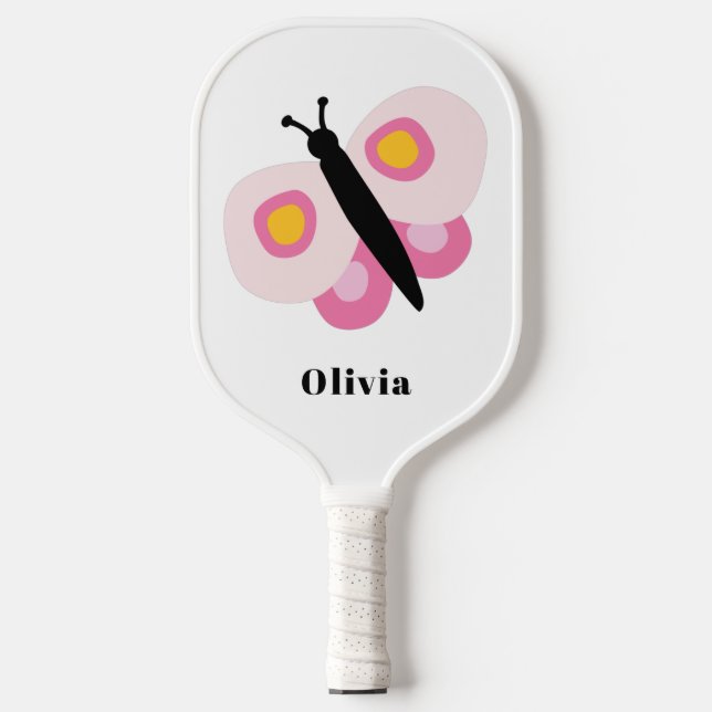Palas De Pickleball Patrón rosa de Chicas de mariposa cúpula personali (Anverso)