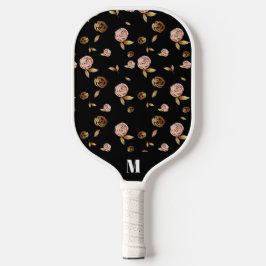 Palas De Pickleball Patrón Rosa de oro rosado negro | Monograma modern