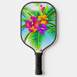 Palas De Pickleball Patrón tropical hawaiano sin foco