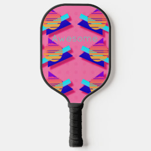 Palas De Pickleball Patrones de triángulo de Neon Memphis rosados
