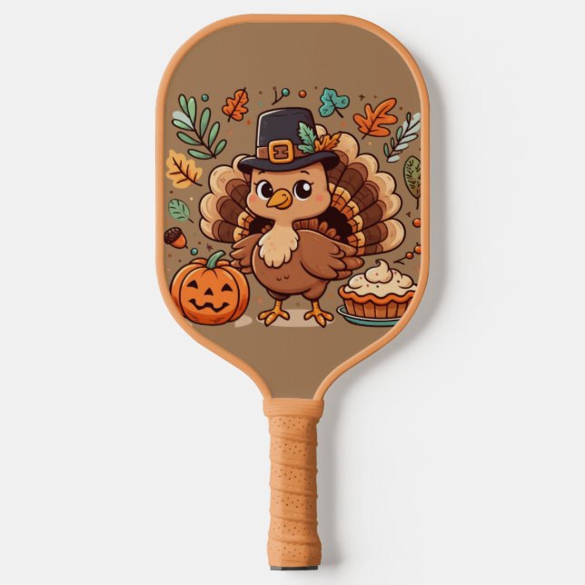 Palas De Pickleball Pavo y calabaza Personalizado lindo Día de Acción  (Anverso)