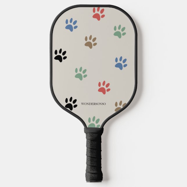 Palas De Pickleball Paws Dog Cat Monogrammed Name (Anverso)