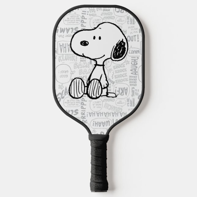Palas De Pickleball PEANUTS | Snoopy on Black White Comics (Anverso)