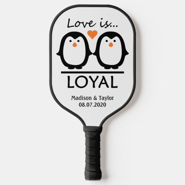 Palas De Pickleball Penguin Love nombres de costumbre y fecha (Anverso)