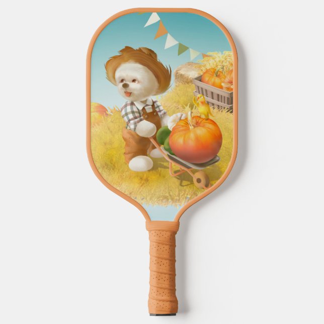 Palas De Pickleball Perro agricultor con calabaza (Anverso)