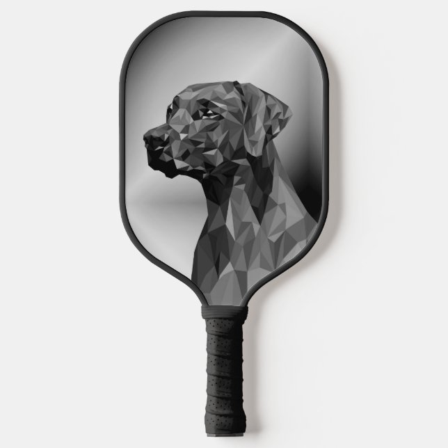 Palas De Pickleball Perro geométrico gris (Anverso)